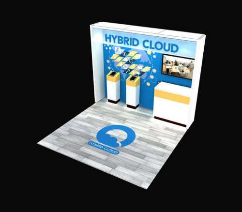 10 x 10 portable trade show booth by ExpoMarketing - angled image 10 x 10 portable trade show booth by ExpoMarketing - angled image
