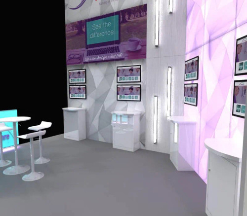 30 x 30 portable trade show booth by ExpoMarketing - angled image 30 x 30 portable trade show booth by ExpoMarketing - angled image