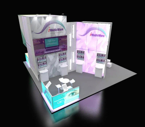 30 x 30 portable trade show booth by ExpoMarketing - angled image 30 x 30 portable trade show booth by ExpoMarketing - angled image