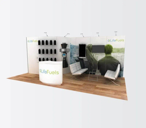 LifeFuels 10 x 20 inline tradeshow booth display by expomarketing LifeFuels 10 x 20 inline tradeshow booth display by expomarketing