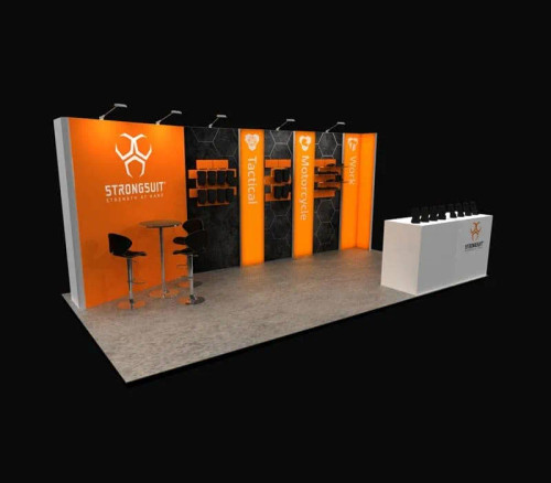 STRONG SUIT 10 x 20 inline trade show booth featured view STRONG SUIT 10 x 20 inline trade show booth featured view