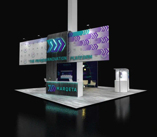 MARQETA 30 x 30 trade show booth design by expomarketing MARQETA 30 x 30 trade show booth design by expomarketing