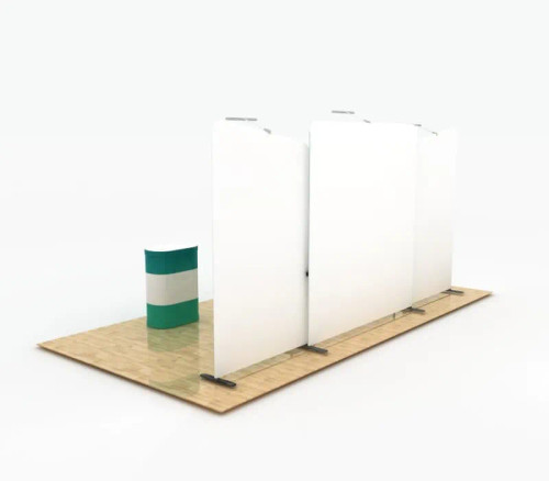 WT Modular Kit B4D2B4 10' x 20' Trade Show Display with single-sided graphics WT Modular Kit B4D2B4 10' x 20' Trade Show Display with single-sided graphics