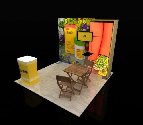 Radiant 108 10' x 10' portable modular backlit trade show booth with monitor mount Radiant 108 10' x 10' portable modular backlit trade show booth with monitor mount