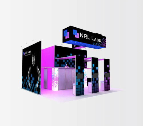 30 x 30 portable trade show booth by ExpoMarketing - angled image