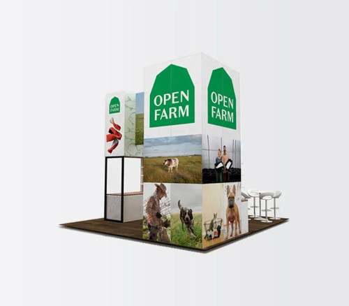20 x 20 portable trade show booth by ExpoMarketing - angled image 20 x 20 portable trade show booth by ExpoMarketing - angled image