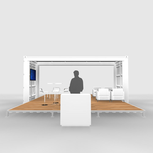 Shipping Container Base Model E1 trade show exhibit