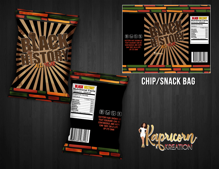Black History Digital Chip Bag 2 | Black History Party Favors | Custom Chip Bag