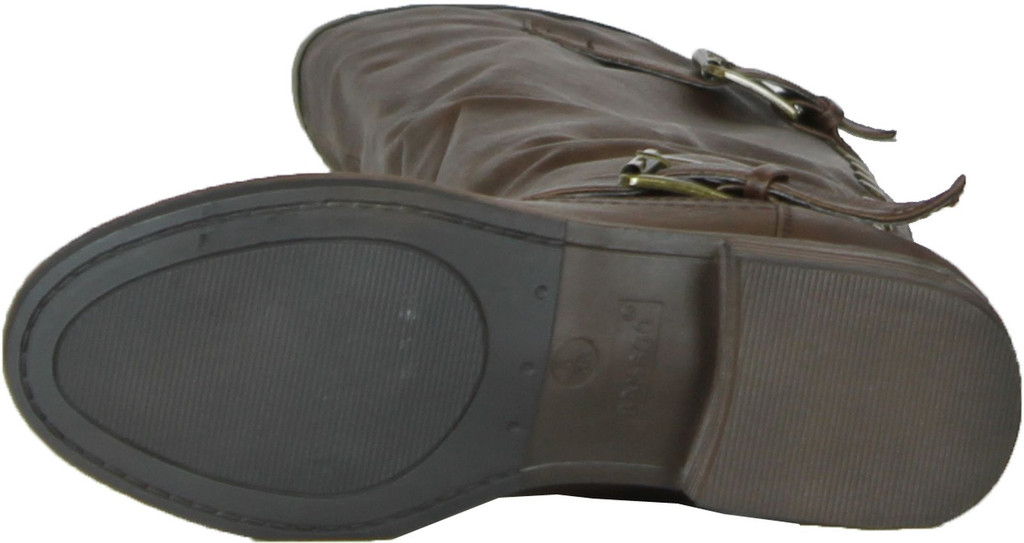 Montage83 Brown Crp Contrast Zipper Metal Stud Buckle Riding Boot