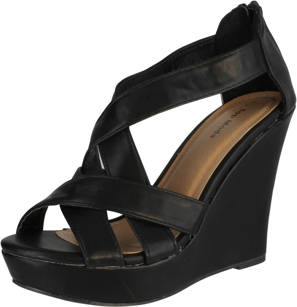 Top Moda Ella-18 Womens Gladiator Wedge Heel Sandals