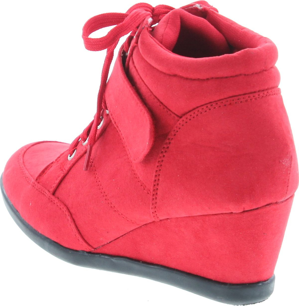 Forever Womens Peggy-51 Hot Fashion Lace Up Wedge Sneakers Casual Shoes