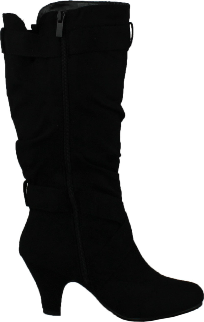 Maggie-38 Women Knee High Kitty Heels Wide Shaft Boots