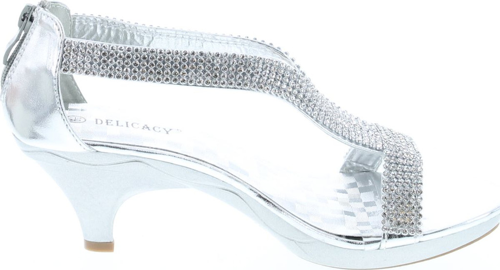 Delicacy Women Lety73 Rhinestone T-Strap Evening Dancing Dress Low Heel Sandals