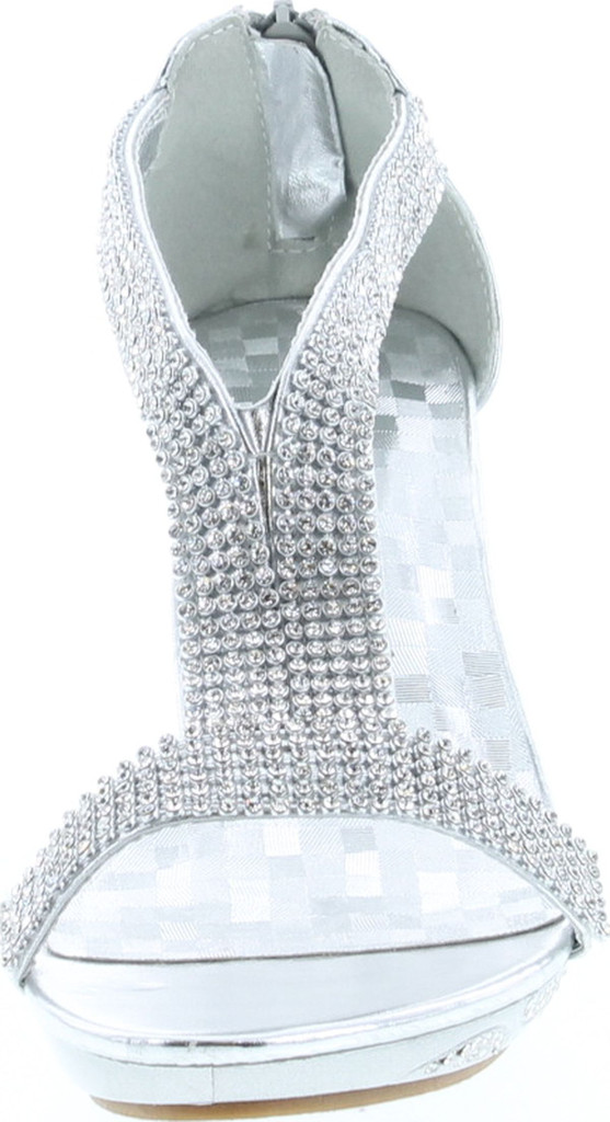 Delicacy Women Lety73 Rhinestone T-Strap Evening Dancing Dress Low Heel Sandals