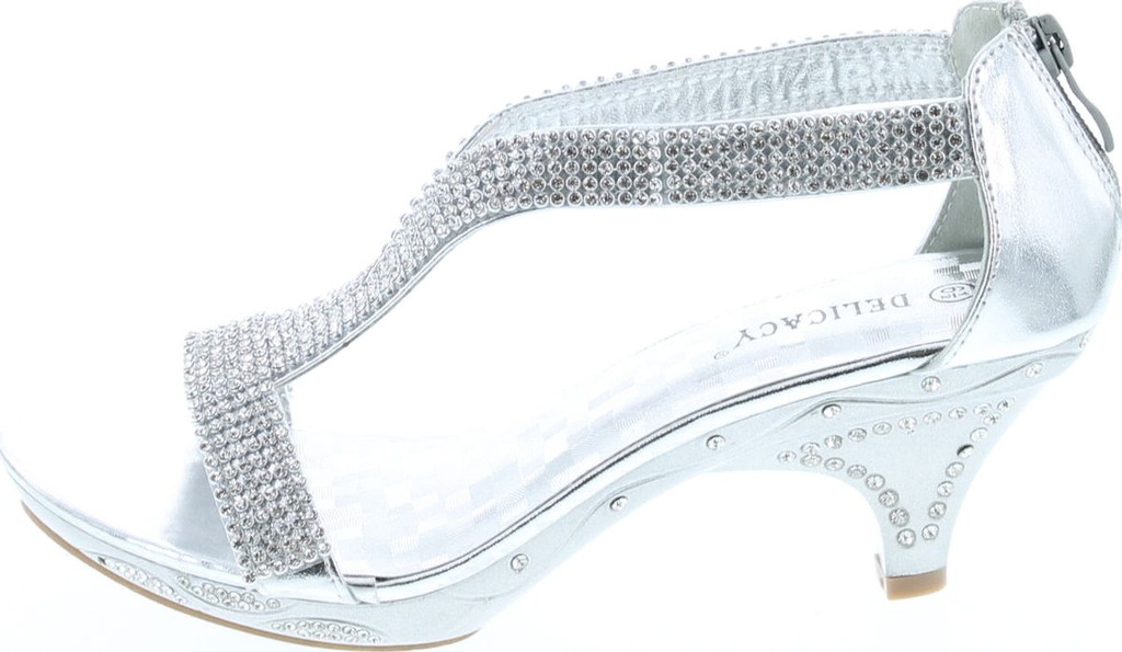 Delicacy Women Lety73 Rhinestone T-Strap Evening Dancing Dress Low Heel Sandals