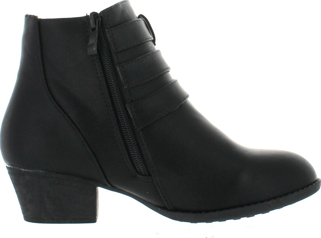 Top Moda Cl-14 Women's Buckle Straps Stacked Low Heel Ankle Booties
