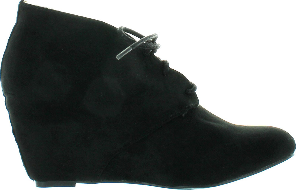 Qupid Women's Valley-01 Hidden Wedge Ankle Round Toe Lace Up Bootie