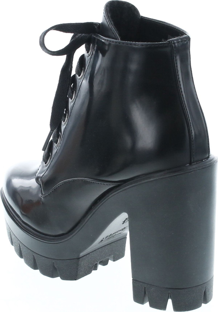 Bamboo Jonas-02 Women Lace Up Chunky Heel Lug Sole Platform Combat Ankle Bootie
