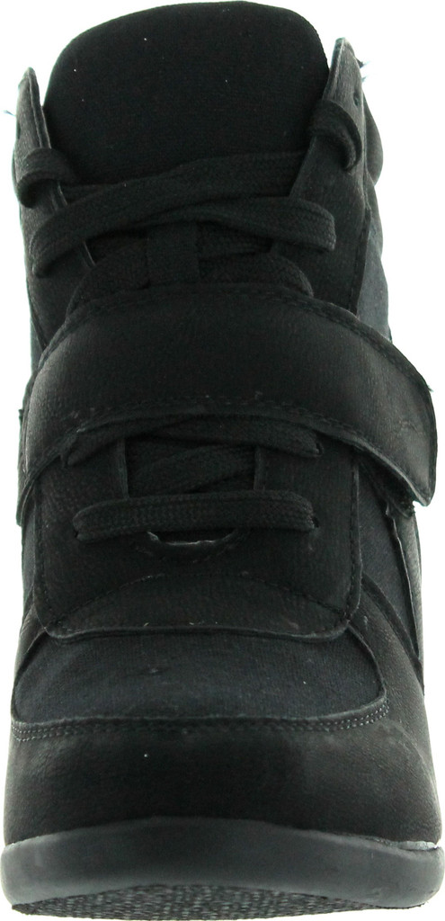 Top Moda Womens Sammy-40 High Top Strap Womens Hidden Wedge Sneaker Shoes