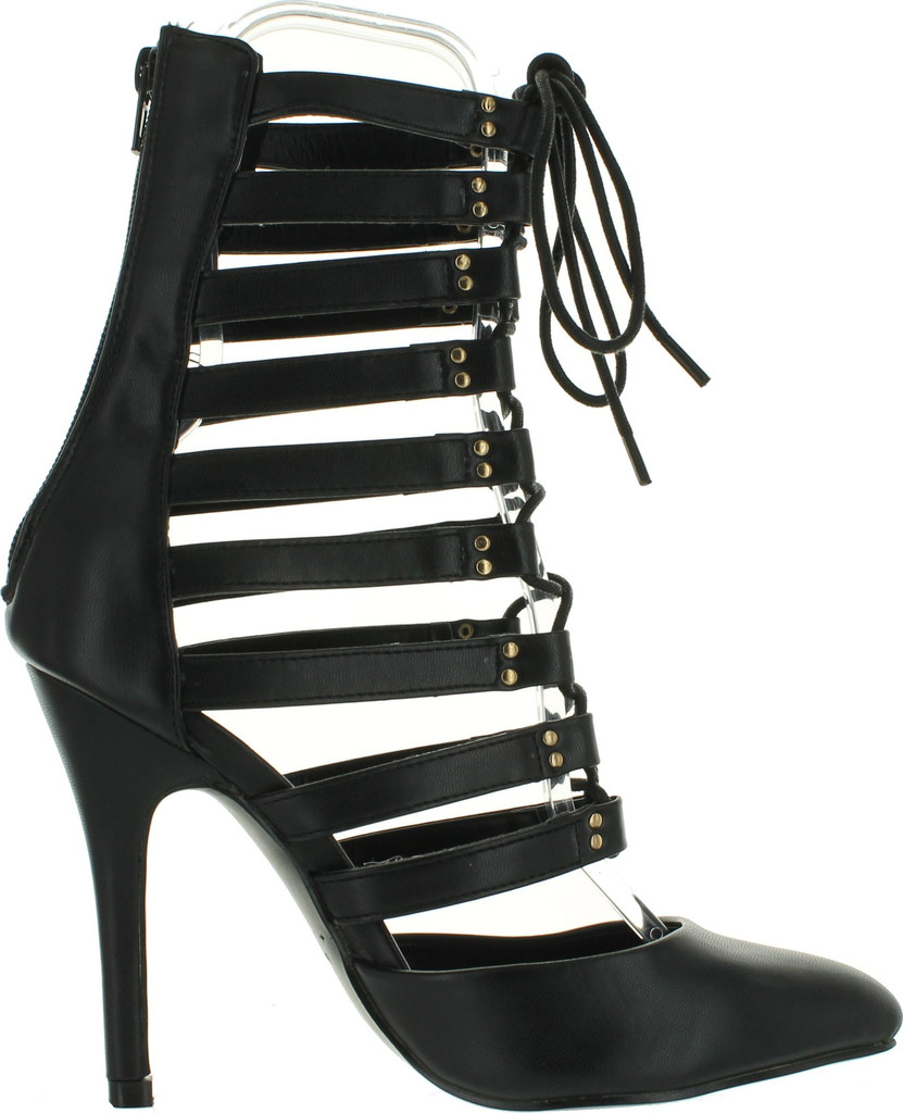 Eye Candie Timeless-012 Women's Pointed Toe Lace Up Stiletto Heels