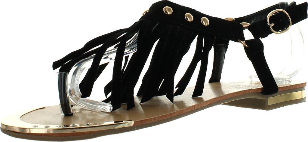Forever Tyler-27 Womens New Fringed Studded Rhinestones Sandal Tassels Shoes