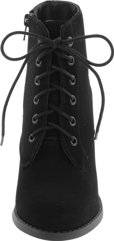 Soda Women Korman Cute Chunky Lace Up Leatherette Zipper Ankle Bootie