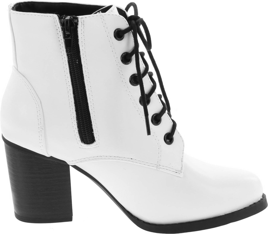 Soda Women Korman Cute Chunky Lace Up Leatherette Zipper Ankle Bootie