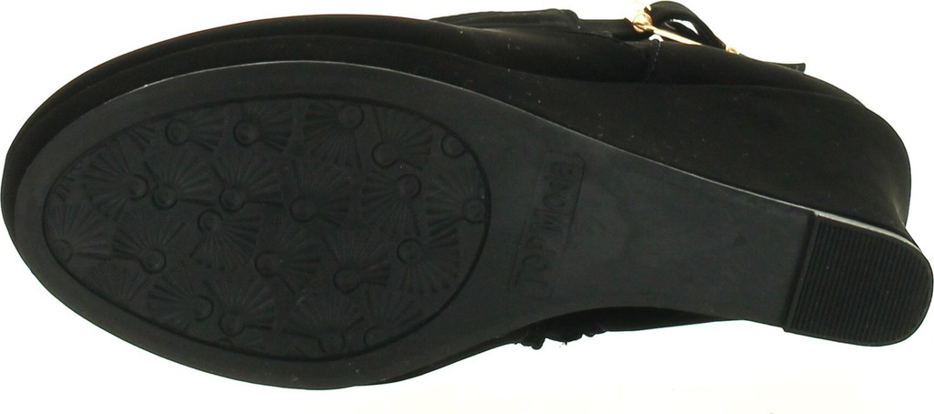 Top Moda Cotton 16 Womens Buckle Wedge Ankle Booties Black