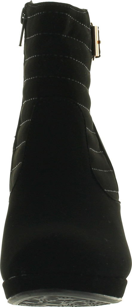 Top Moda Cotton 16 Womens Buckle Wedge Ankle Booties Black