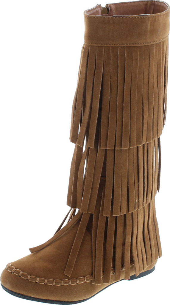 I Love Kids Ava-18K Children's 3-Layers Fringe Moccasin Style Mid-Calf Boots