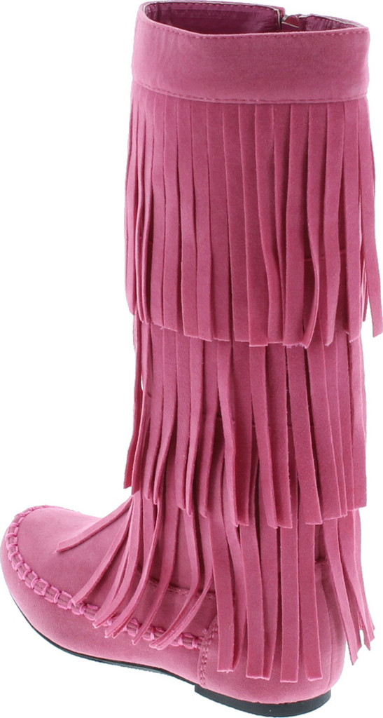 I Love Kids Ava-18K Children's 3-Layers Fringe Moccasin Style Mid-Calf Boots