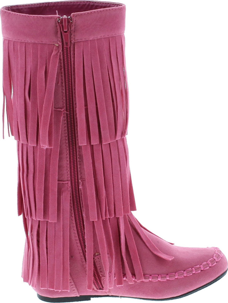 I Love Kids Ava-18K Children's 3-Layers Fringe Moccasin Style Mid-Calf Boots