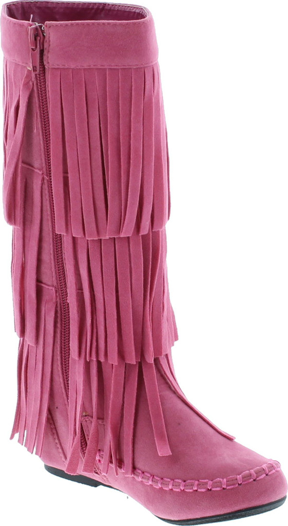 I Love Kids Ava-18K Children's 3-Layers Fringe Moccasin Style Mid-Calf Boots