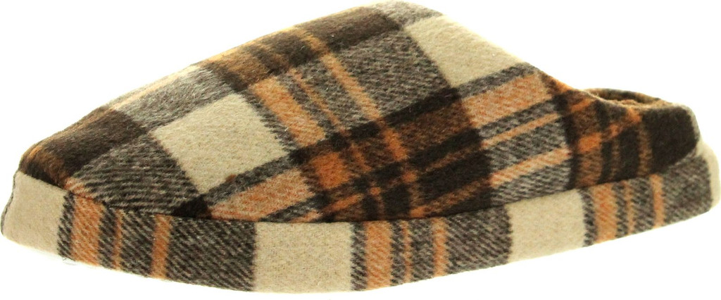 Empire Mens Sophisticated Mens Open Back Plaid Fleece Slippers