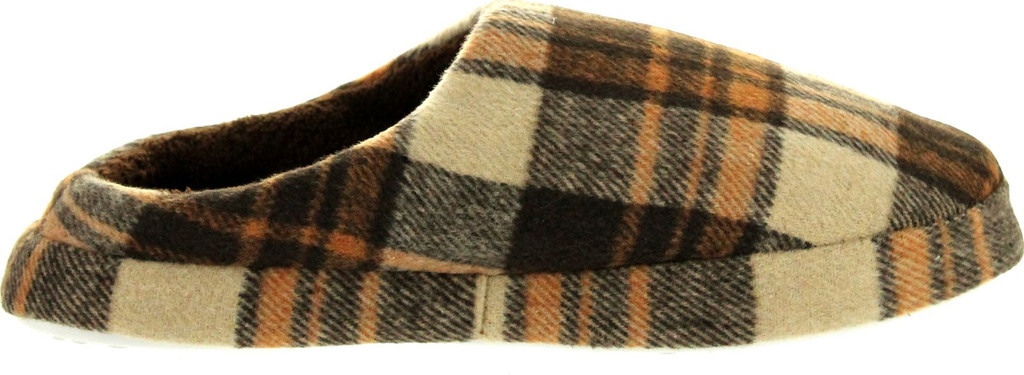 Empire Mens Sophisticated Mens Open Back Plaid Fleece Slippers