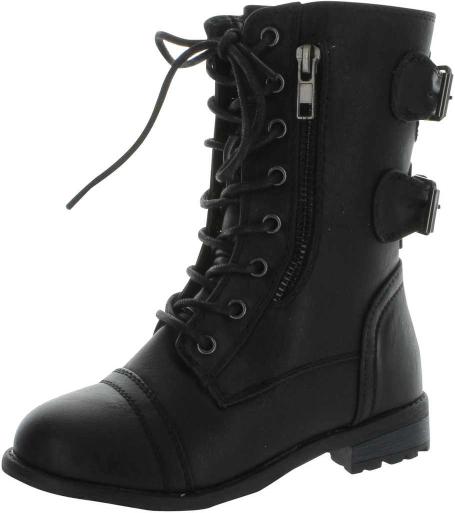 Link Mango-61K Girls Zipper Military Combat Boot