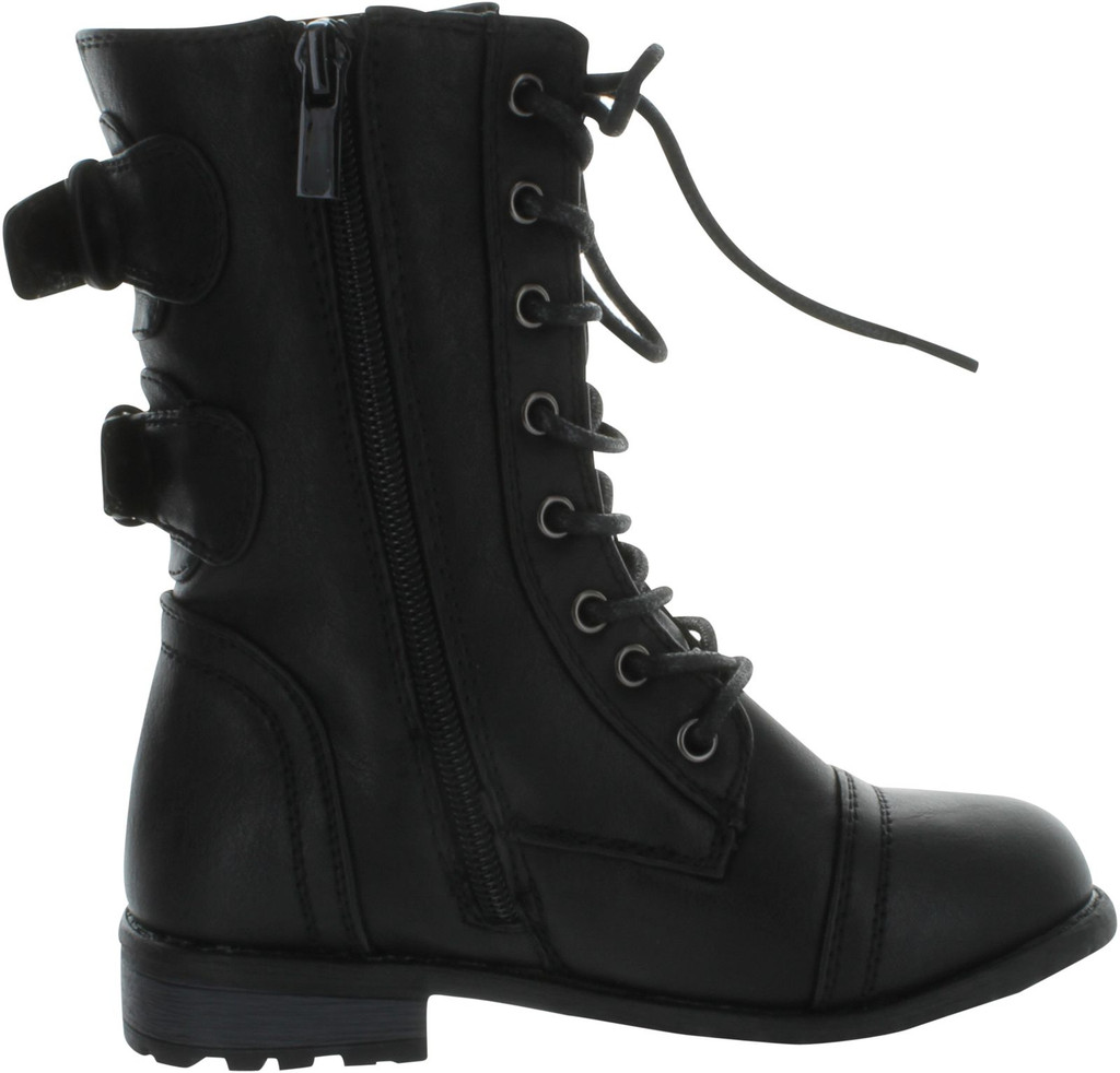Link Mango-61K Girls Zipper Military Combat Boot