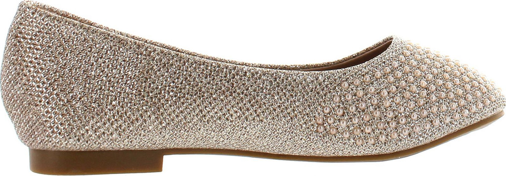 De Blossom Girl Harper-Ii-31 Sparkle Pearl Closed Toe Slip On Dress Pumps Flat Shoes