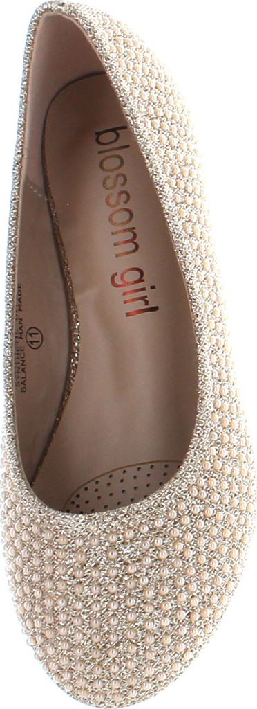 De Blossom Girl Harper-Ii-31 Sparkle Pearl Closed Toe Slip On Dress Pumps Flat Shoes