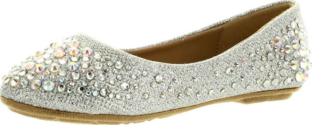Link Girls Larisa-39K Rhinestone Ballet Ballerina Flats Shoes