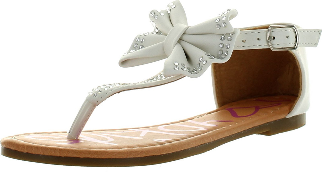 Yokids Amanda-15 Little Girls Flat Thong Sandals With Bow And Rhinestones