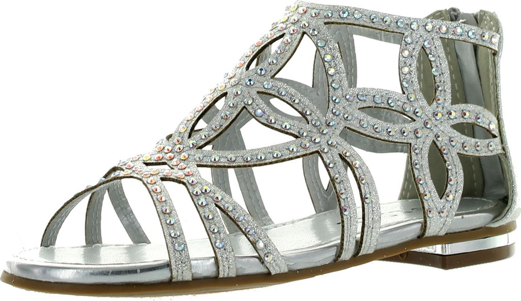 Forever Tory63 Kids Bling Rhinestone Four-Leaf Clover Cut Out Strap Gladiator Dress Sandal Shoes