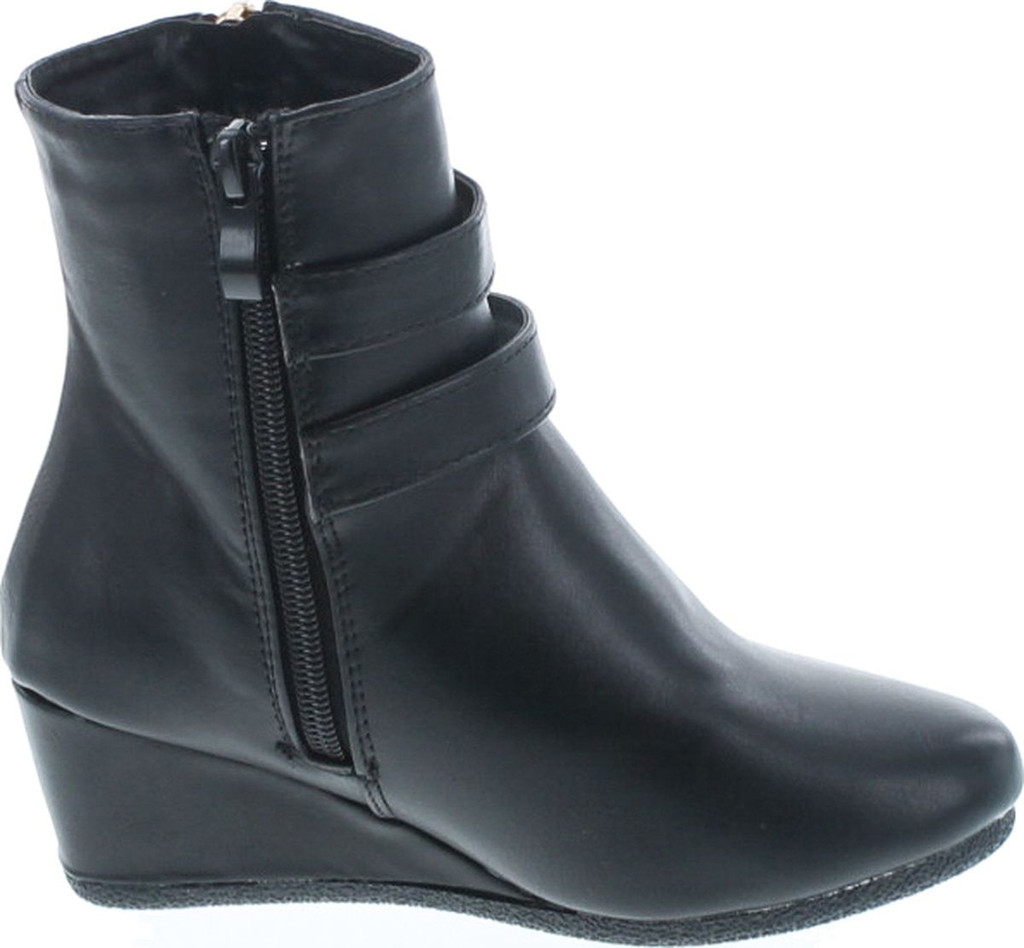 Link Peggy-90K Children Girl's Wedge Heel Double Straps High Top Ankle Booties