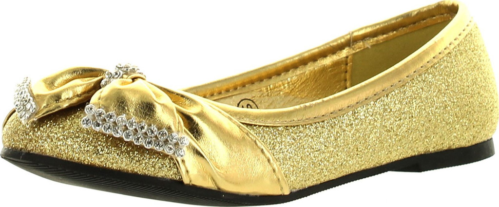 Lasonia Girls Flat Shoes With Bow And Rhinestone Accent