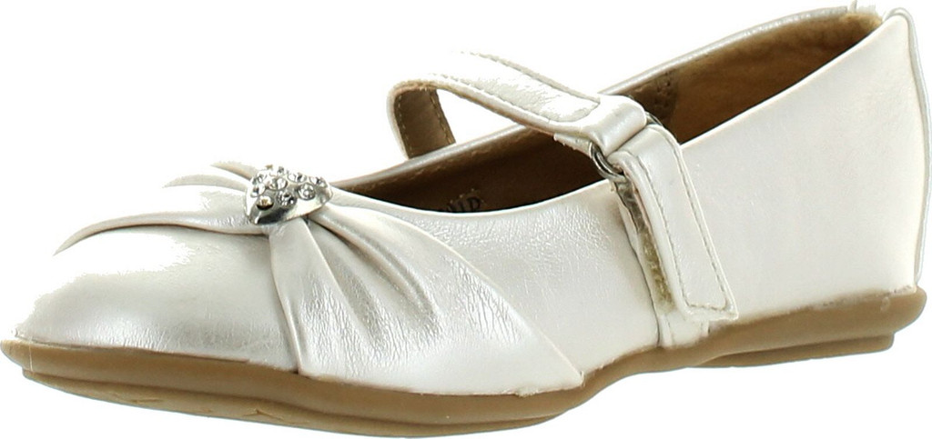 Little Angel Girls Kammi-191D Leatherette Mary Jane Heart Pendant Ballerina Flat