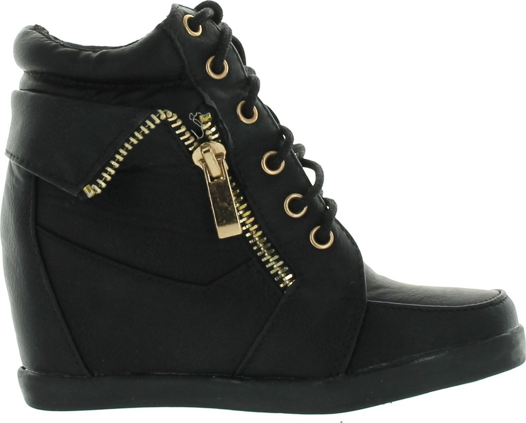 Lucky Top Girls Peter30 Kids Fashion Leatherette Lace-Up High Top Wedge Sneaker Bootie