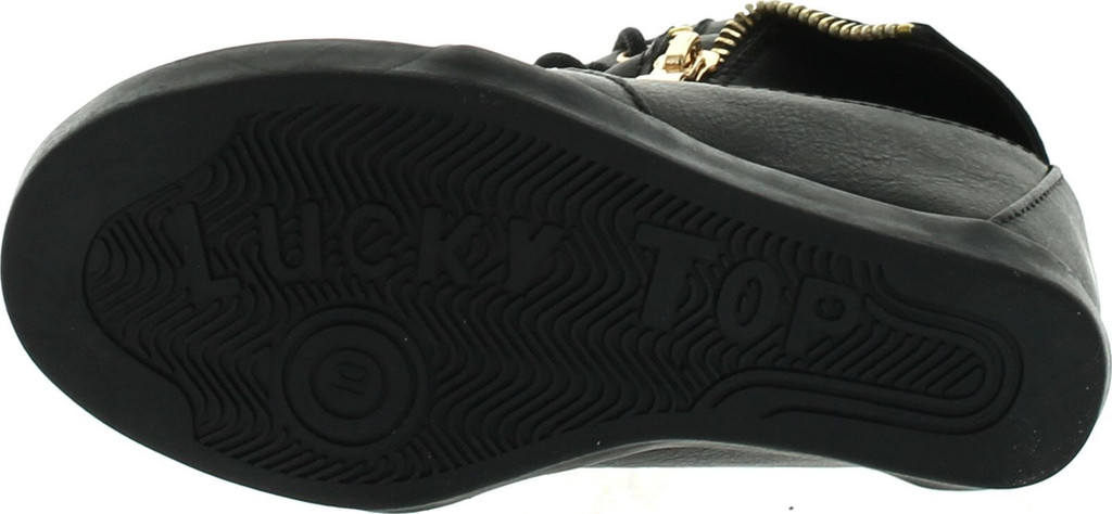 Lucky Top Girls Peter30 Kids Fashion Leatherette Lace-Up High Top Wedge Sneaker Bootie