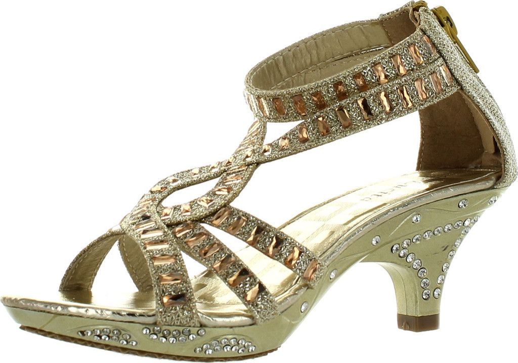Lucita Girls Dress Shoes Jan-308Km Stunning Glitter And Rhinestone Heel Party Shoes