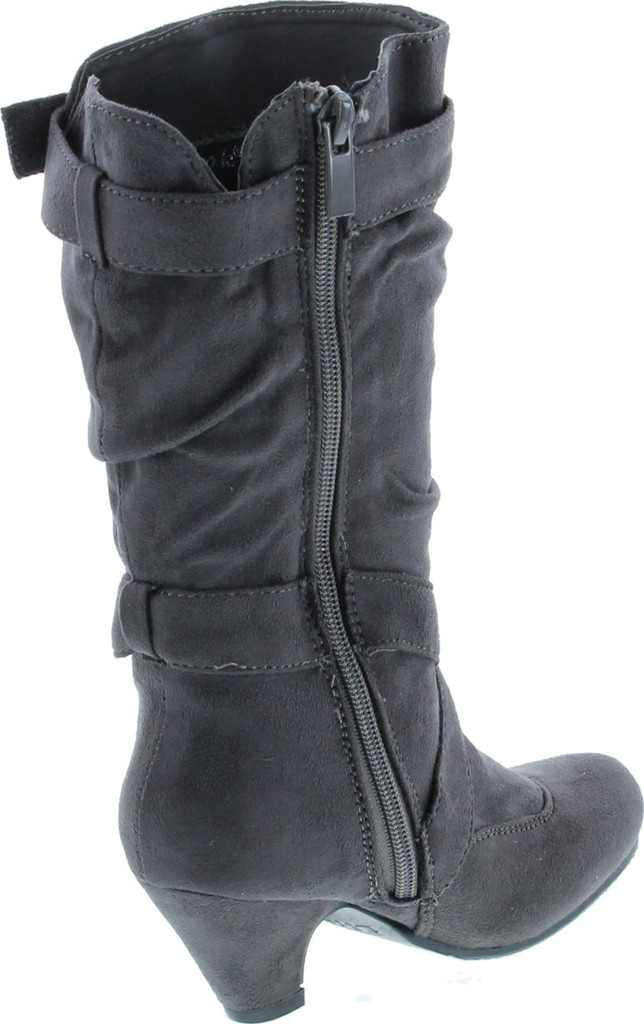Link Pauline-39K Jr Girls Slouch Buckle High Heel Mid Calf Boots