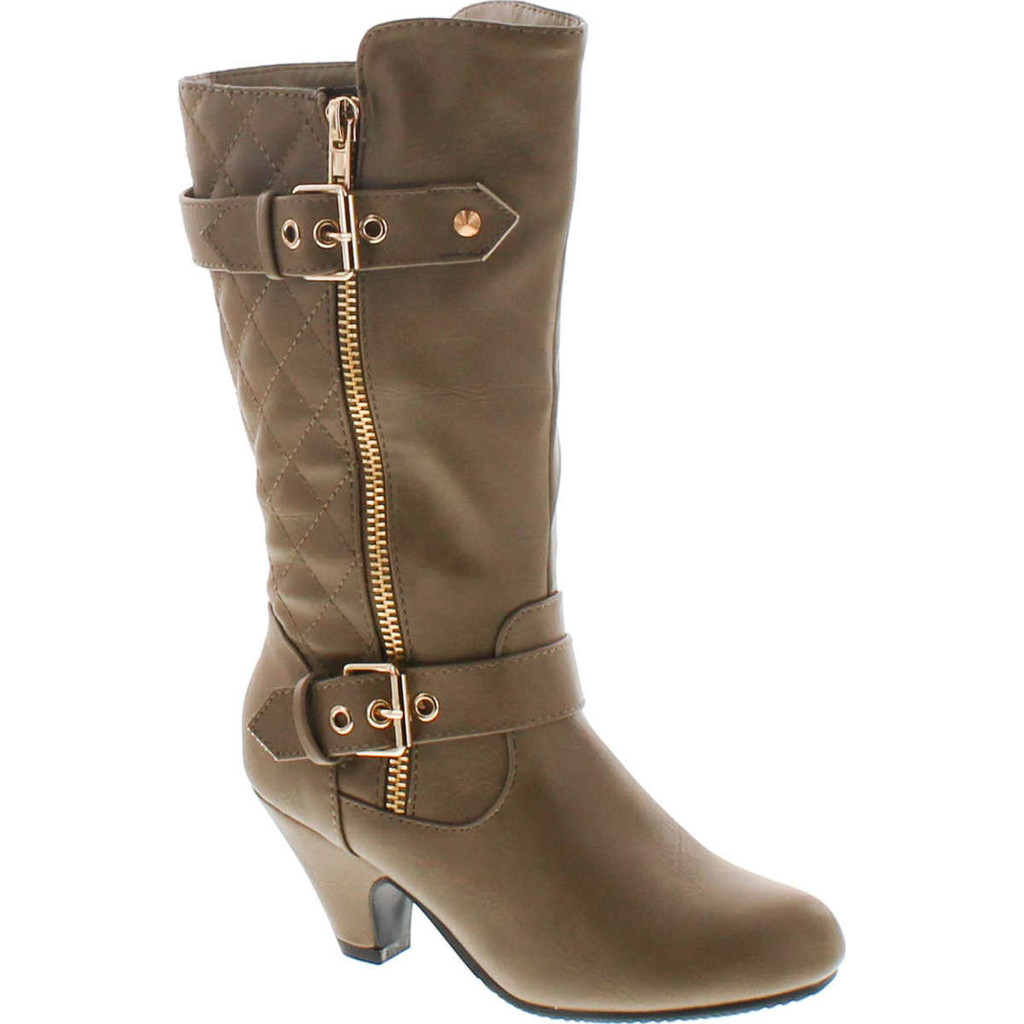 Link Pauline-39K Jr Girls Slouch Buckle High Heel Mid Calf Boots